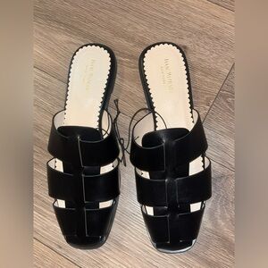 NWT Isaac Mizrahi Dixson Fisherman Mule Sandal Slide Black